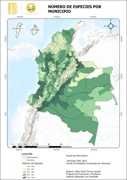 mapa colombia especies aves