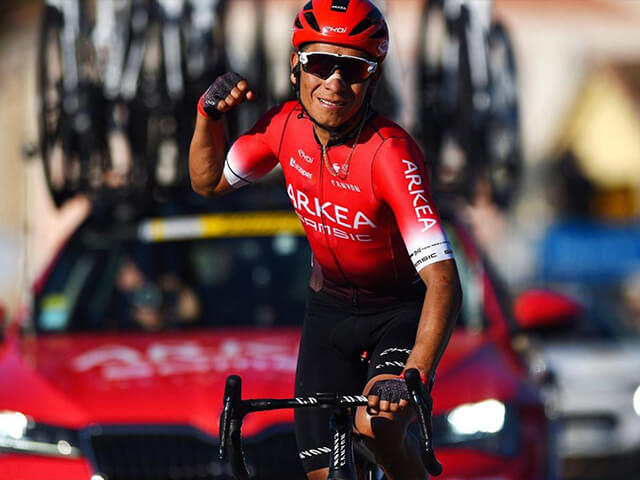 Nairo celebrando con el equipo Arkea-Samsic. Foto cortesía de El Tiempo.