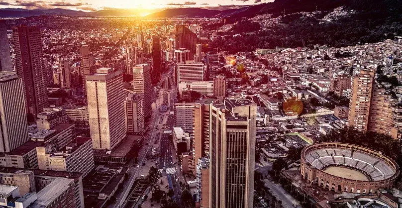 Traditional street in the pedestrian area of Chía, Colombia. 
