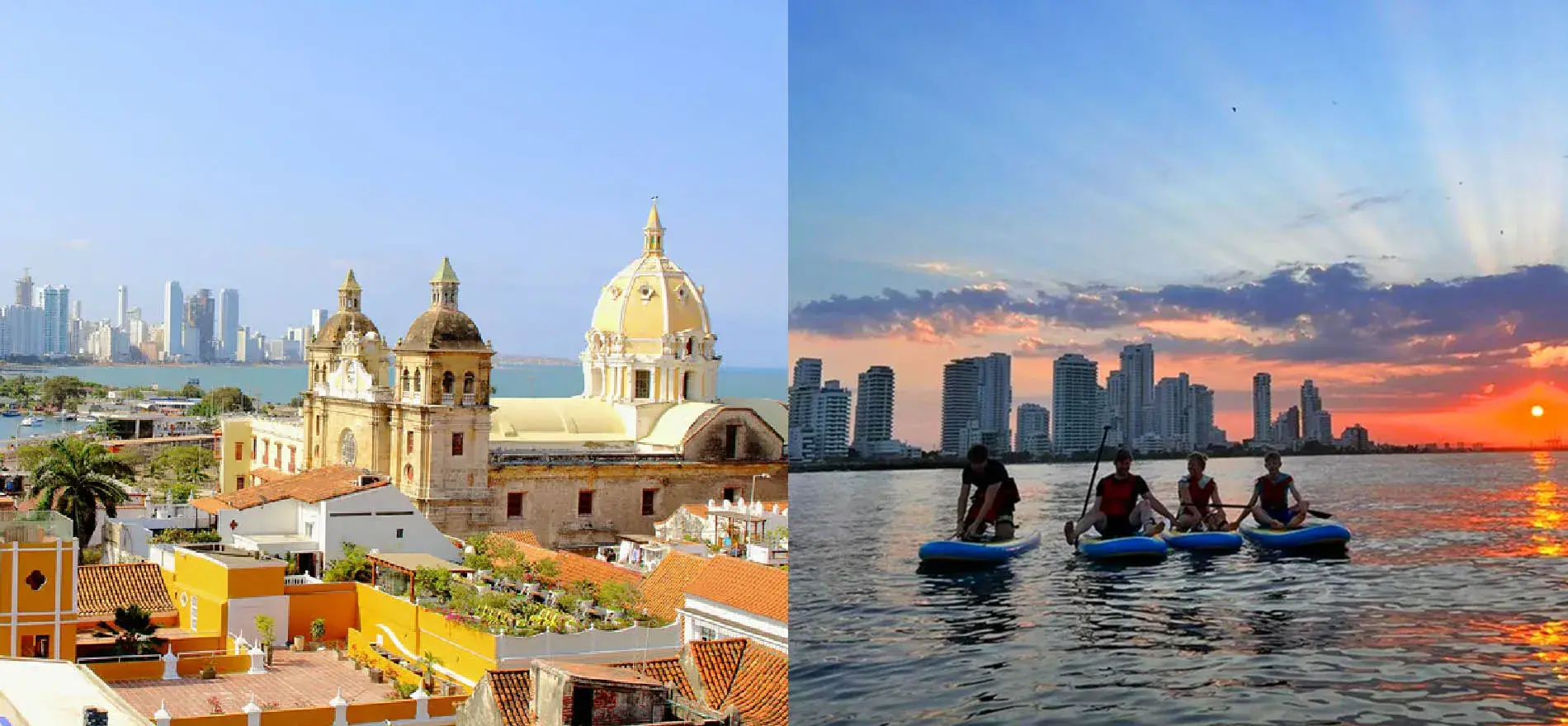 Cartagena Colombia y deportistas practicando kayak en sus playas