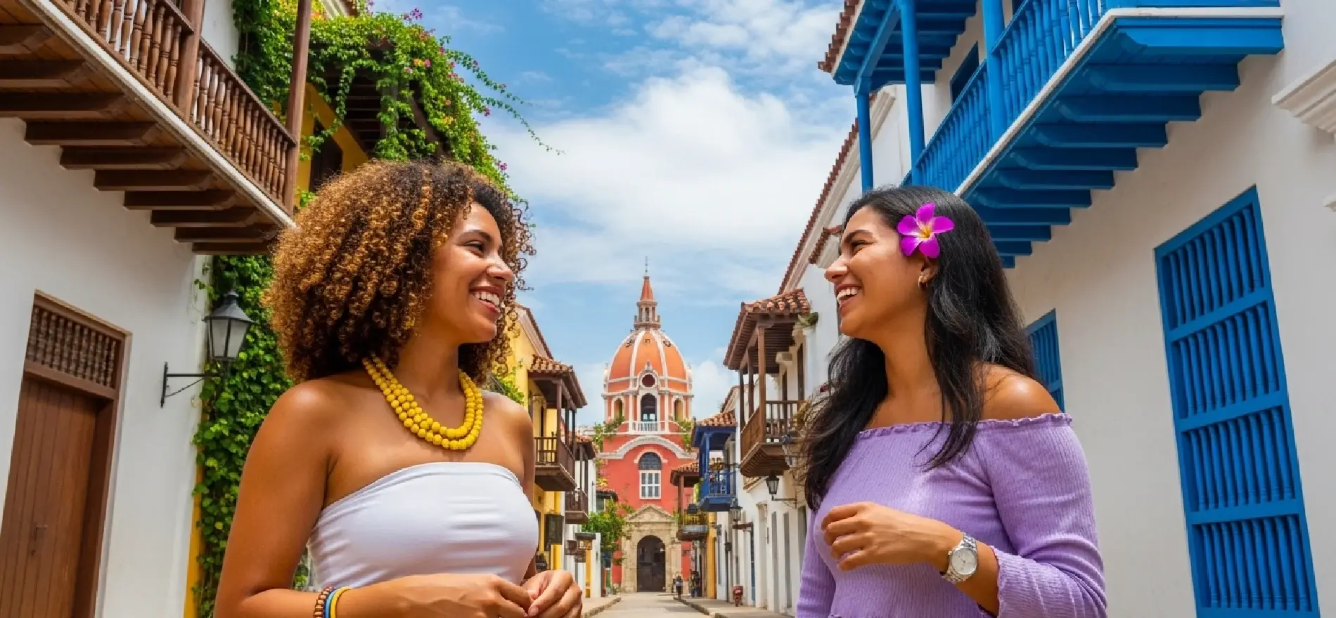 Mujeres colombianas hablando en Cartagena