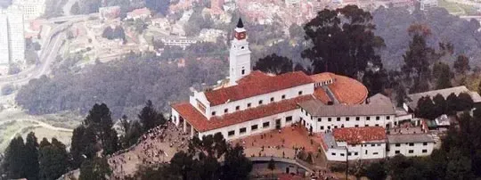 Aerial view of Monserrate hill in Bogota