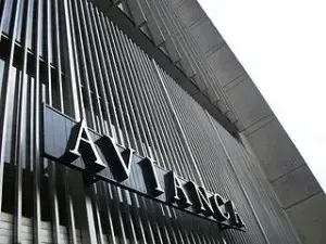 Modern façade of the Avianca building in Bogota