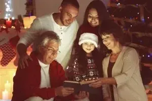 Family gathered to read the Christmas novena