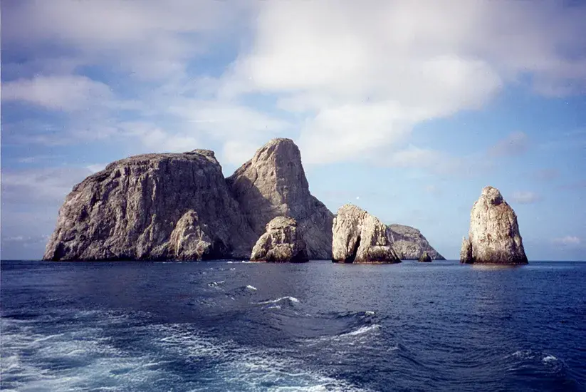 Rock formations of Malpelo Island in the Colombian Pacific Ocean