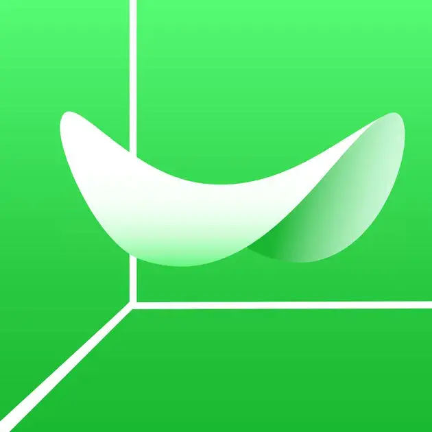 Símbolo 3D blanco ondulado sobre un fondo verde brillante.