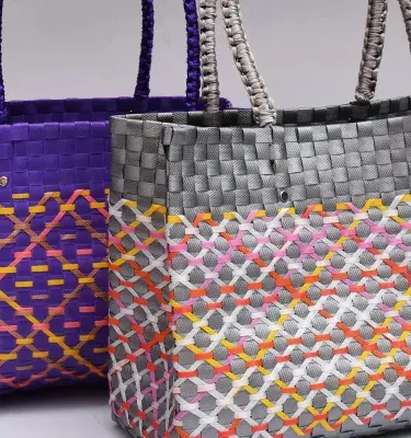 Two woven, handmade baskets from Colombia.