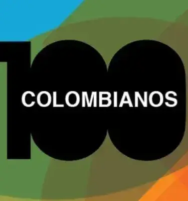 Logo del proyecto 100 Colombianos sobre fondo de colores