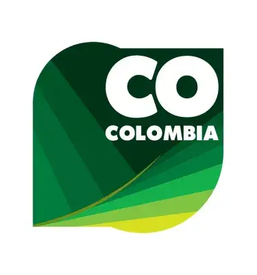 Logo de la marca país Colombia con fondo verde