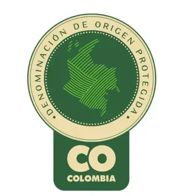 Sello de Denominación de Origen Protegida de Colombia (D.O.P.).