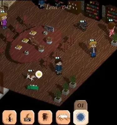 Escena del videojuego colombiano Poltergeist con personajes en una sala