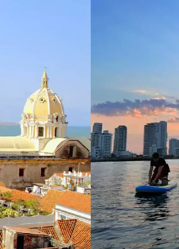 Cartagena Colombia y deportistas practicando kayak en sus playas