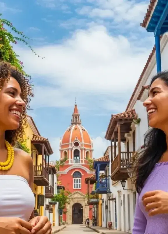 Mujeres colombianas hablando en Cartagena