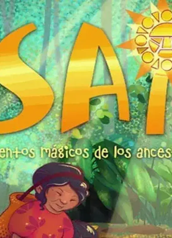 Ilustración de la selva con animales y niña indígena bajo el título SAI