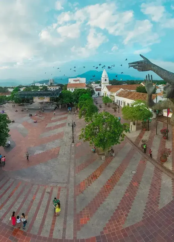 Aerial view of a square in Valledupar