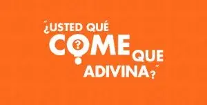 Frase '¿Usted qué come que adivina?' en fondo naranja, usada para expresar sorpresa ante un acierto.