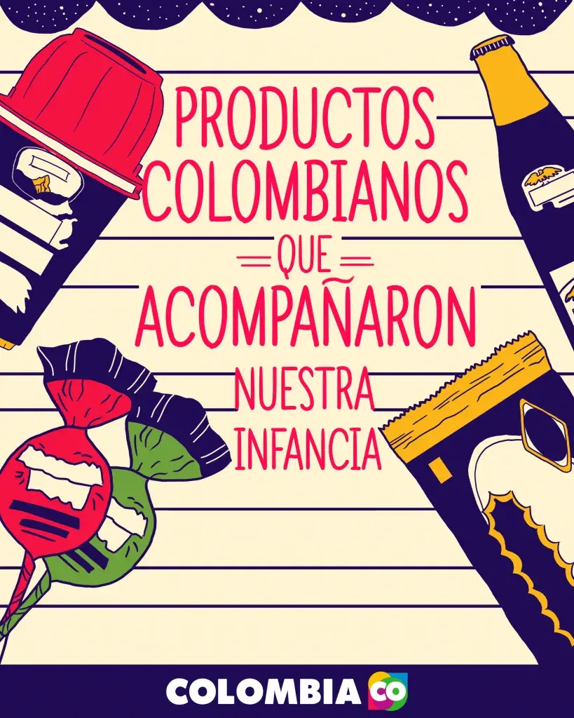 Ilustración de productos colombianos de la infancia