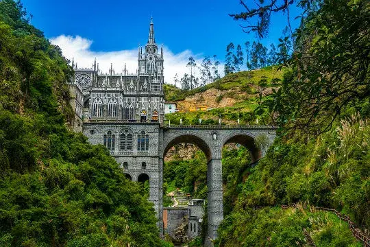 The Sanctuary of Las Lajas built over a canyon.