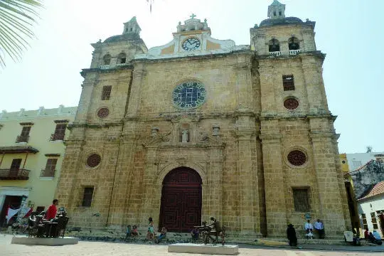 Façade of the Church of San Pedro Claver in Cartagena.