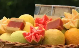 El bocadillo veleño, uno de los productos colombianos que cuenta con el sello de Denominación de Origen – Bocadillo veleño y guayaba servido en una canasta Marca País Colombia|El queso paipa, es uno de los productos colombianos con Sello de Denominación de Origen – Queso paipa servido en tabla de madera Marca País Colombia|El arroz de la Meseta de Ibagué, uno de los productos colombianos con Sello de Denominación de Origen – Cultivo de arroz de la Meseta de Ibagué Marca País Colombia|El-sello-de-D
