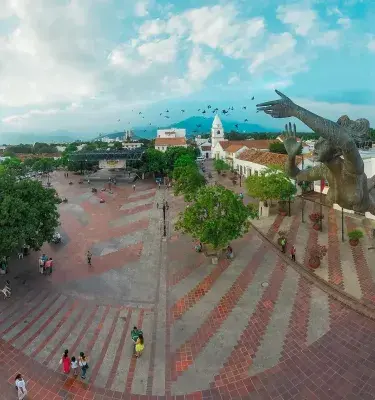 Vista aérea de plaza en Valledupar